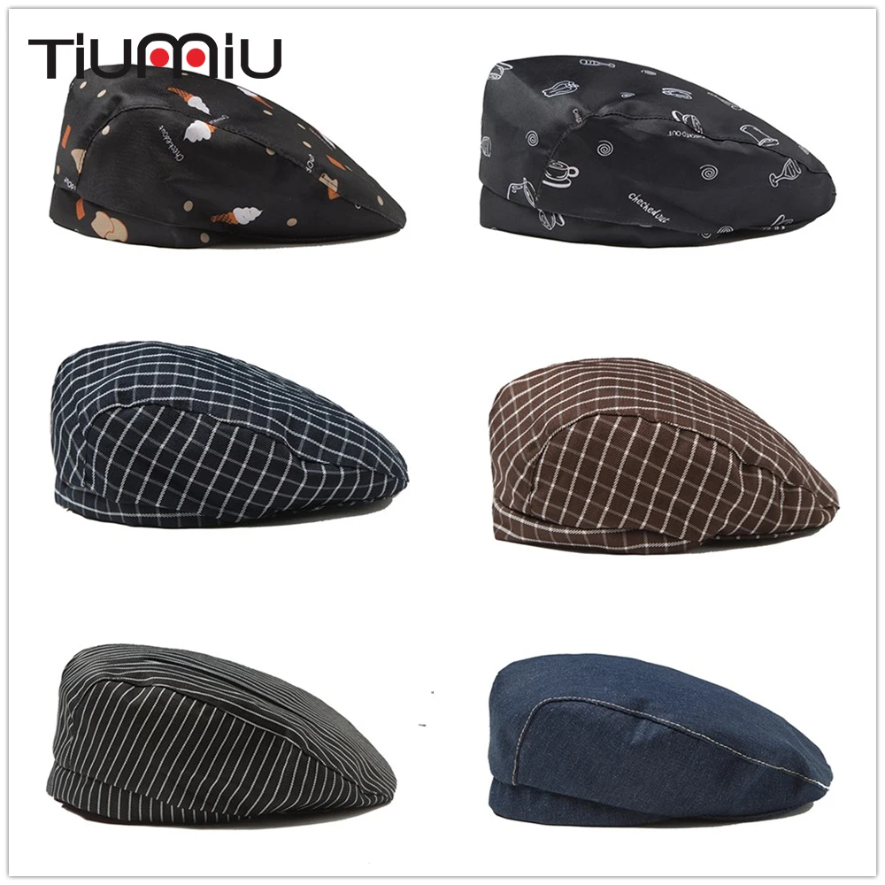 

8 Colors Striped Chef Caps Wholesale Forward Cap Barber Chef Waiter Hat Hotel Restaurant Canteen Bakery Cooking Cap Chef Uniform