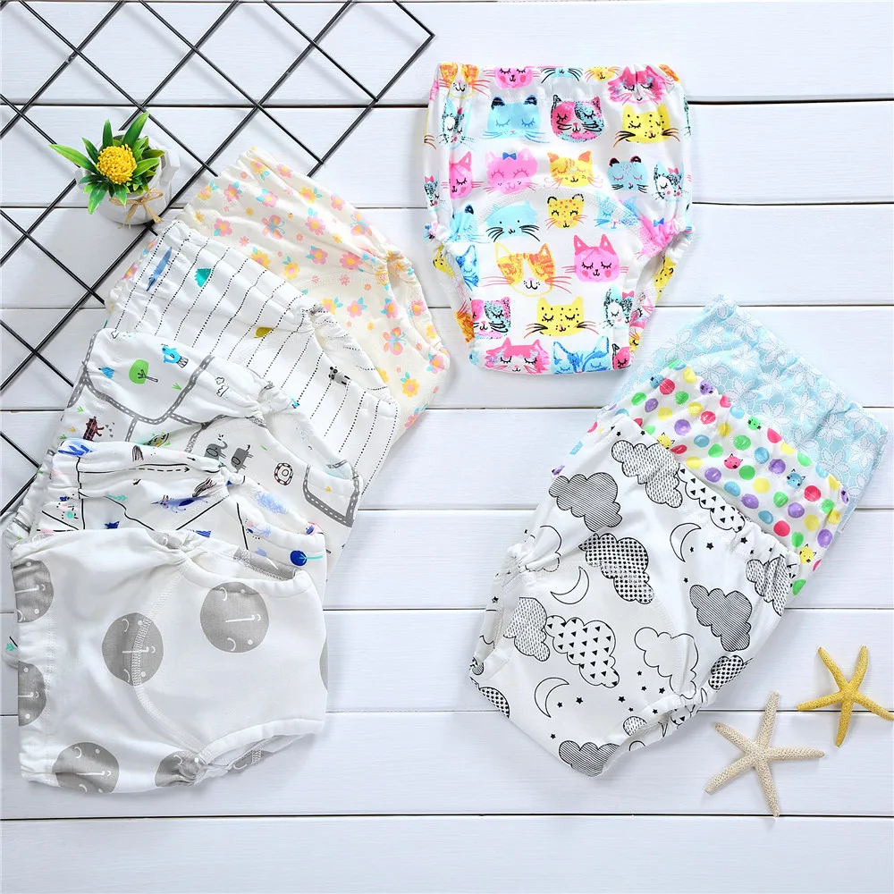 

4Layers Baby Training Pants Reusable Diapers Infant Baby Cotton Underwear for Girls Boys Washable Cloth Diapers Pant for Baby