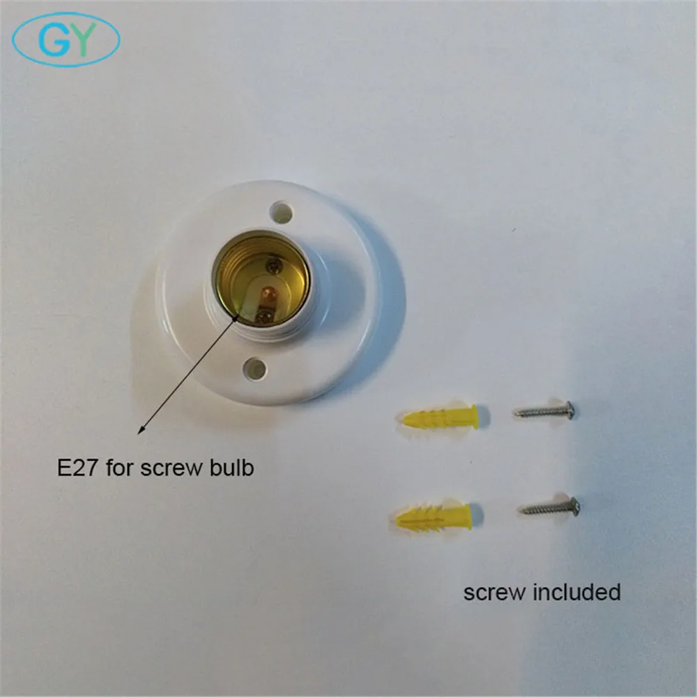Пластиковое основание E27 с отверстием для провода, D8cm винтовой светильник патрон лампы, белый Цоколь E27 патрон лампы, светодиодный светильник патрон лампы