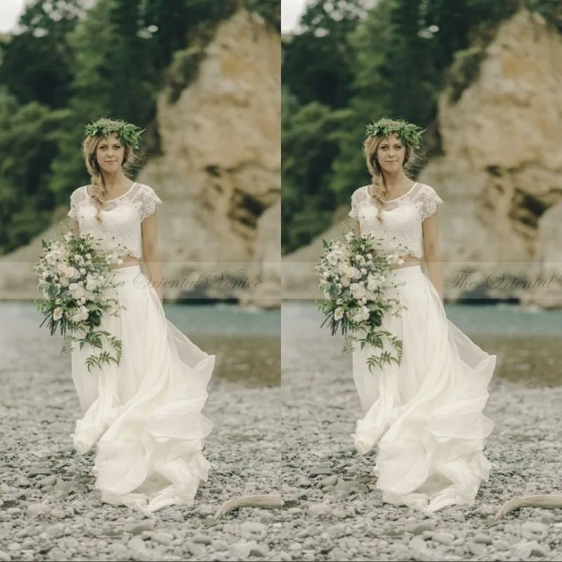 Vintage Lace Two Pieces Bohemian font b Wedding b font font b Dresses b font 2017