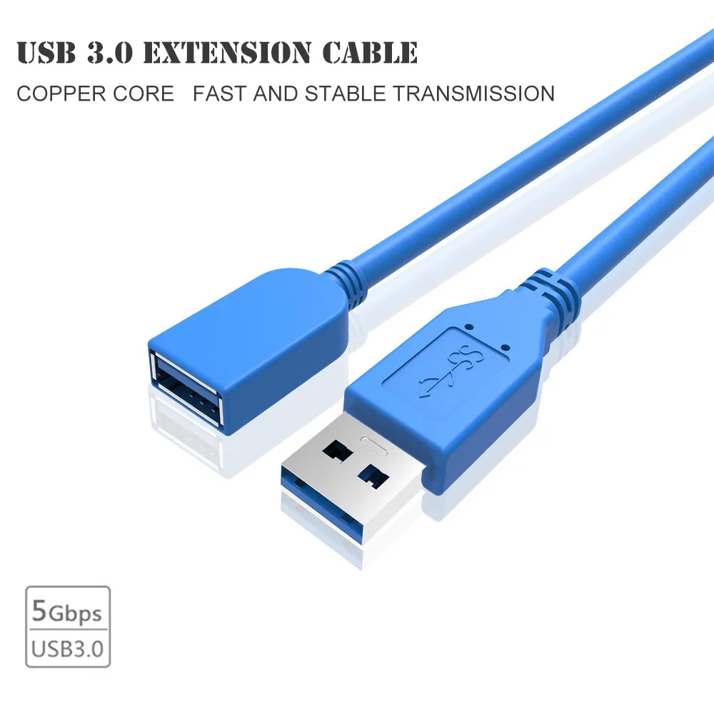 Синий цвет 0,3 м супер скорость USB3.0 удлинитель, a-штекер к a-гнезду удлинитель Кабель для передачи данных для U диск беспроводной Lan принтер