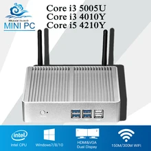 Core HTPC Computer i3 5005U 4010U i5 Mini PC Computer TV box 500G HDD Wifi 4*USB3.0 Integrated Graphics