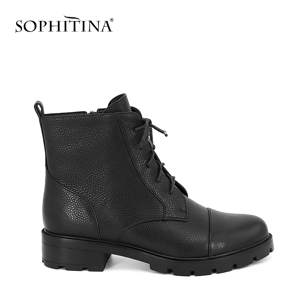 SOPHITINA/Ботильоны удобные и стильные из натуральной кожи черного цвета. Ботинки
