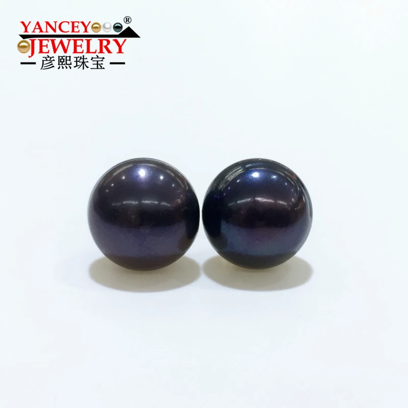 

Genuine freshwater pearl Stud earrings for women,Black natural pearl earrings 9k gold girl best gift anniversary wedding gift