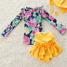 Танкини из двух предметов, детский купальник для девочки, для детей, детское бикини, милая Цветочная Кепка, Maillot De Bain