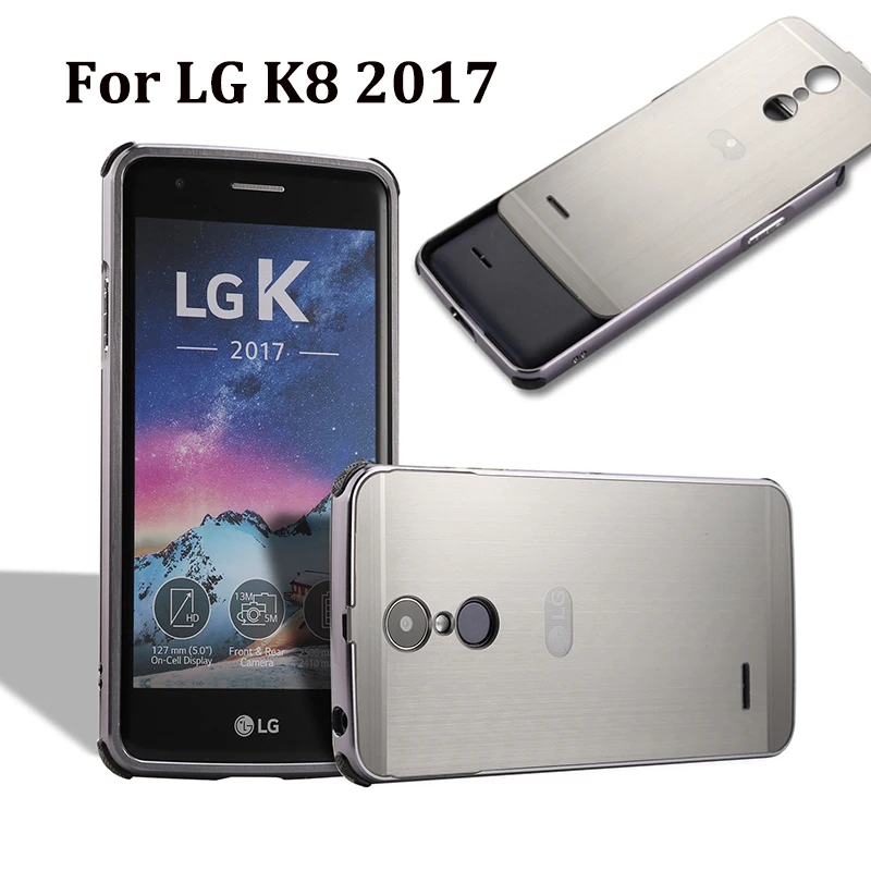 

For LG K8 2017 X240 Case Brushed Back Cover Hard Case with Plating Metal Frame Cover for LG K8 2017 X240 5.0" Shell Protector