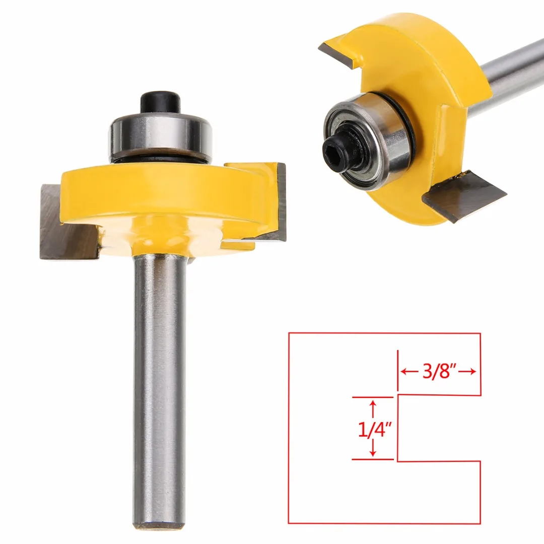 High Quality 3/8" T-slot Slotting & Rabbeting Router Bit 1/4" Shank For Woodworking Cutter Tool
