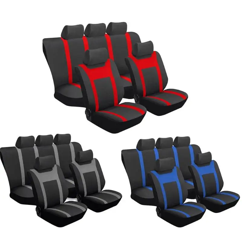 

Universal Car Seat Cover 9pcs Car Front Rear Seat+ Head Rest Full Set Protector Covers Auto Chair Seat Covering