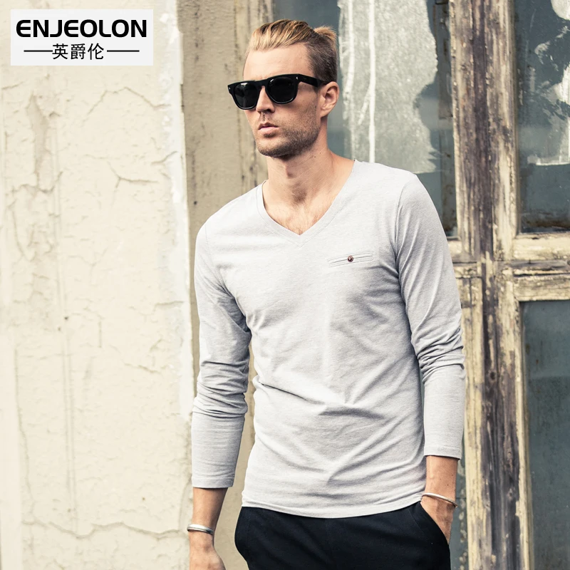 Enjeolon Brand 2017 font b Mens b font Fashion t font b Shirts b font Clothing