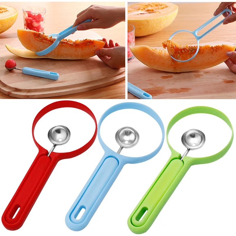 Newest 2 in 1 Kitchen Fruits Cutter Peeler Spoon Melon Baller Home