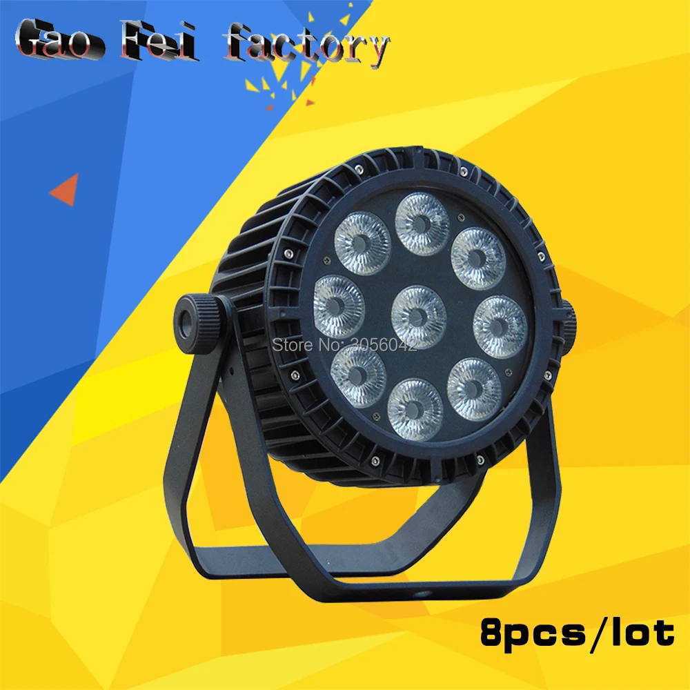 

8pcs/lot 9*18W LED RGBWA UV 6IN1 Color mixing Stage Disco IP65 DMX Waterproof Par Lights