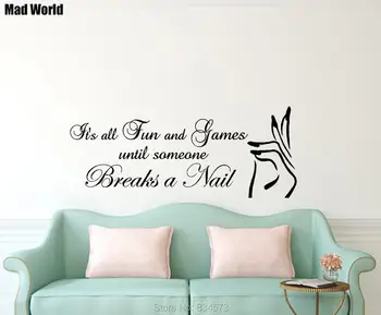 

Nail Salon Manicure Fun and Games Breaks a Nail Wall Art Stickers Wall Decals Home Decoration Removable Room Decor Wall Stickers