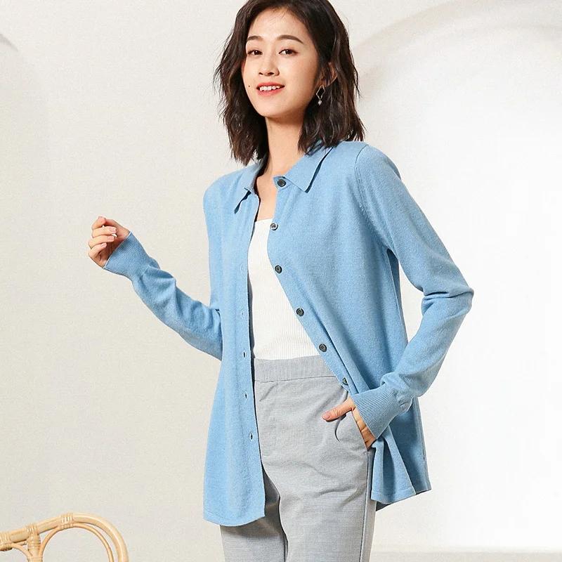 

High Quality Knitted Cardigan Sweater 2019 Spring Women Simple Solid Straight Outerwear Fashion Cashmere Cardigan for Female