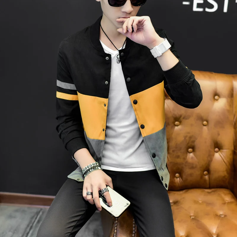 Lingdeng Spring Autumn Jacket Baseball Uniform Slim Casual Mens Clothing Coats