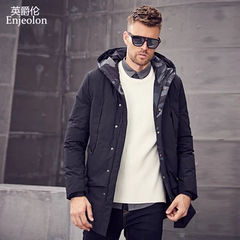 

Enjeolon Brand Thicken Winter Down Camouflage Hooded Jacket Men Light Down Coat For Men Hoodies Parka Coat 3XL Down Parka YR2702