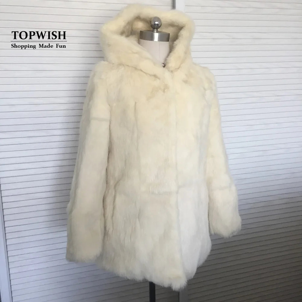 

New Fur Hood Natural Whole Rabbit Fur Outwear Lady Full Pelt Rabbit Fur Coat Luxury Plus Big Size Real Fur Jacket TSR74
