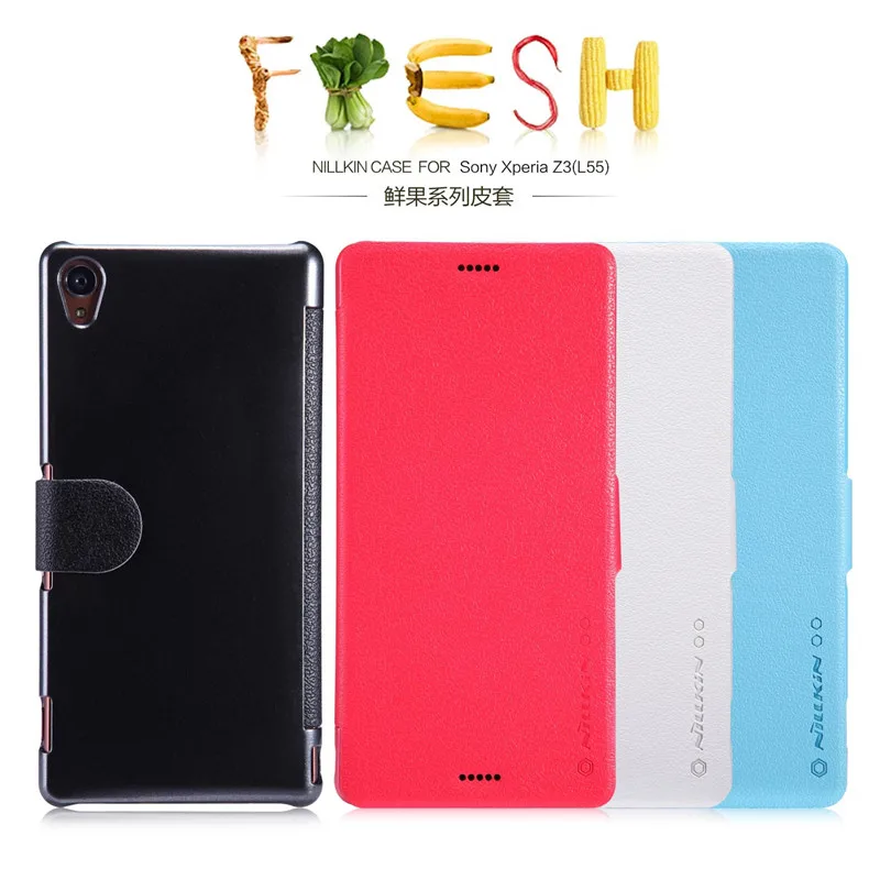 

for Sony Xperia Z3 Nillkin Fresh Filp Full Leather Case for Sony Xperia Z3 L55 Hard Back Case Cover