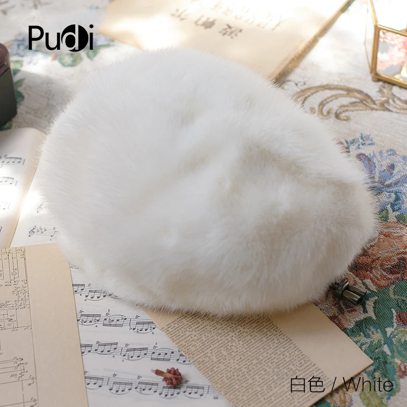 

Pudi HF811 women's mink fur hat girls genuine mink fur fashion casual spring autumn hat 5 colors cute cap hat