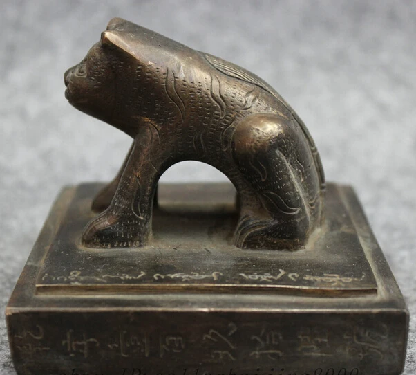 

JP S0606 Chinese Bronze Dynasty Palace Feline Cat Old HanZi Statue Seal Stamp Signet Discount 35%