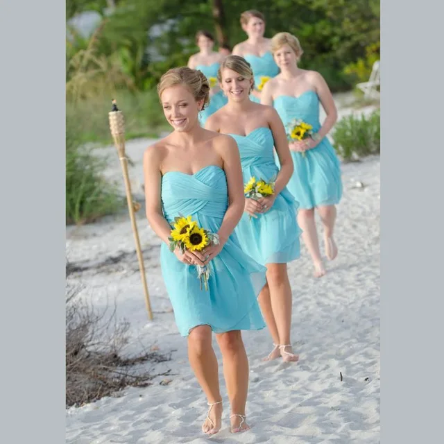Coral and Turquoise Blue Bridesmaid Dresses