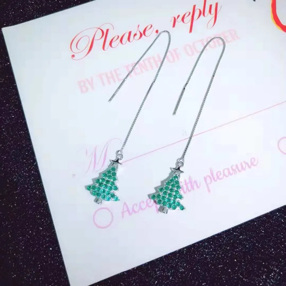 

JOOCHEER Sterling S925 silver 925 trendy romantic Earring geometry cute dorp earrings star snowflake Santa Claus Christmas tree