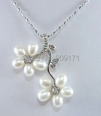

Free Shipping>>Hot! White pearl inlaid crystal Pendant Necklace