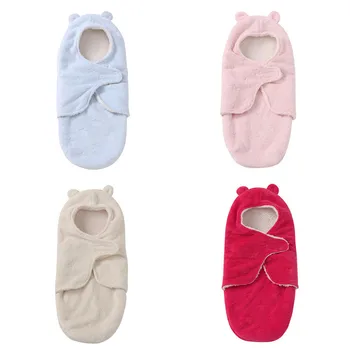 

Baby Warm Sleeping Bag Pink Swaddle Wrap Fluffy Comfortably Baby Double Layers Anti-kicking Warm Blanket Bag For Infants