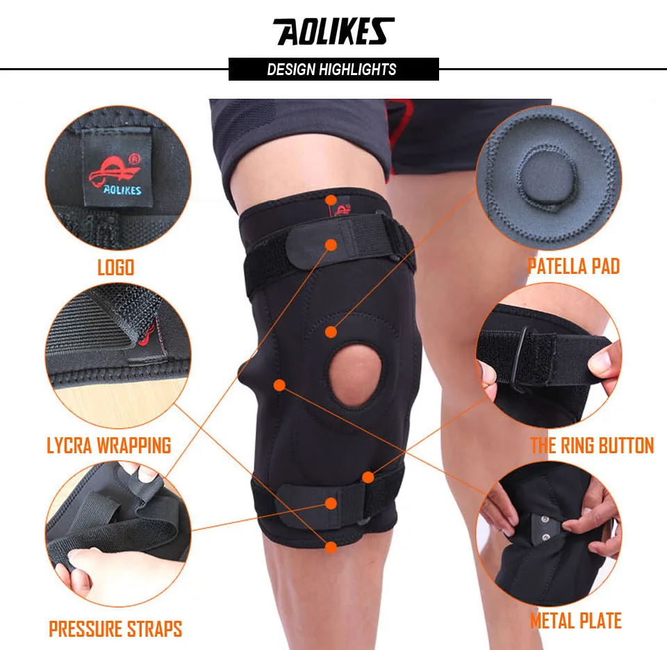 AOLIKES 1 шт. Регулируемый шарнирный коленный бандаж коленной чашечки компрессионный наколенник поддержка наколенника облегчение для баскетбола волейбола