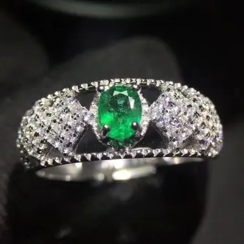 

New style! Fidelity Natural 4*5mm Colombia emerald Rings s925 sterling silver fine Jewelry for women Natural green gemstone