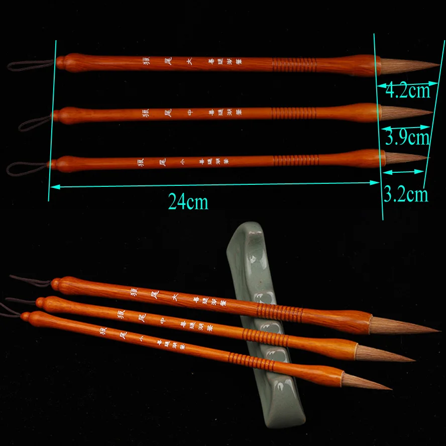 Escova de Cabelo Pincéis para Pintura do Artista Fontes da Arte Doninha Caligrafia Chinês 3 Pçs - Set Top 5 Chinês caligrafia fontes Da Arte