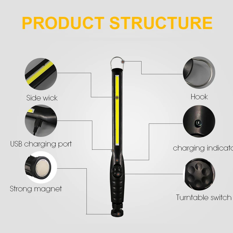 

HLXG 1PCS Multifunction Working Maintenance Light COB LED Torch Flexible Mini flashlight Inspection light Hand lamp Portable