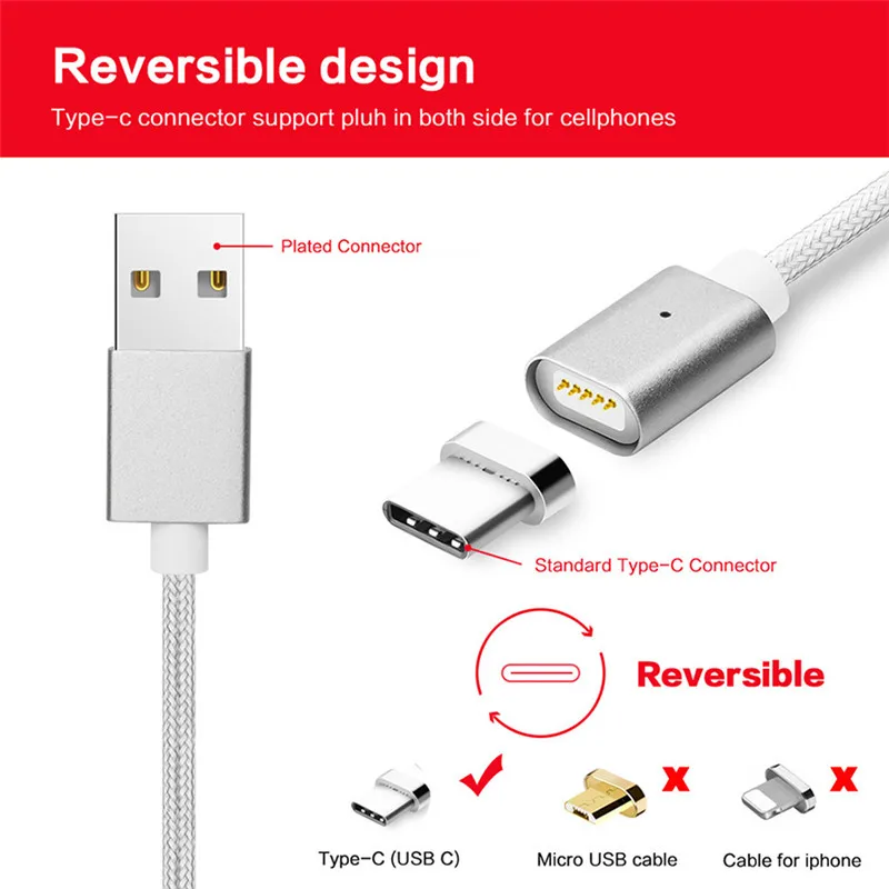 السرعوف الأصلي نوع C كابل مغناطيسي 1 M النايلون USB C مزامنة كابل شحن ل Oneplus 5 هواوي P10 Xiaomi الهاتف المحمول كابل السرعوف الأصلي نوع C كابل مغناطيسي 1 M النايلون USB C مزامنة كابل شحن ل Oneplus 5 هواوي P10 Xiaomi الهاتف المحمول كابل