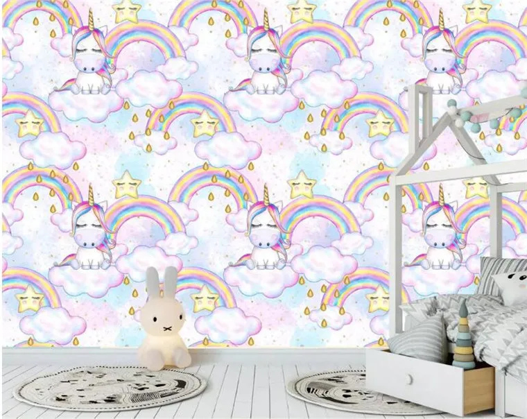 Custom Papel Pared Infantil Fantasy Rainbow Unicorn Wallpaper Mural For Children Room Sofa Tv Background Home Decor Wall Wallpapers Aliexpress