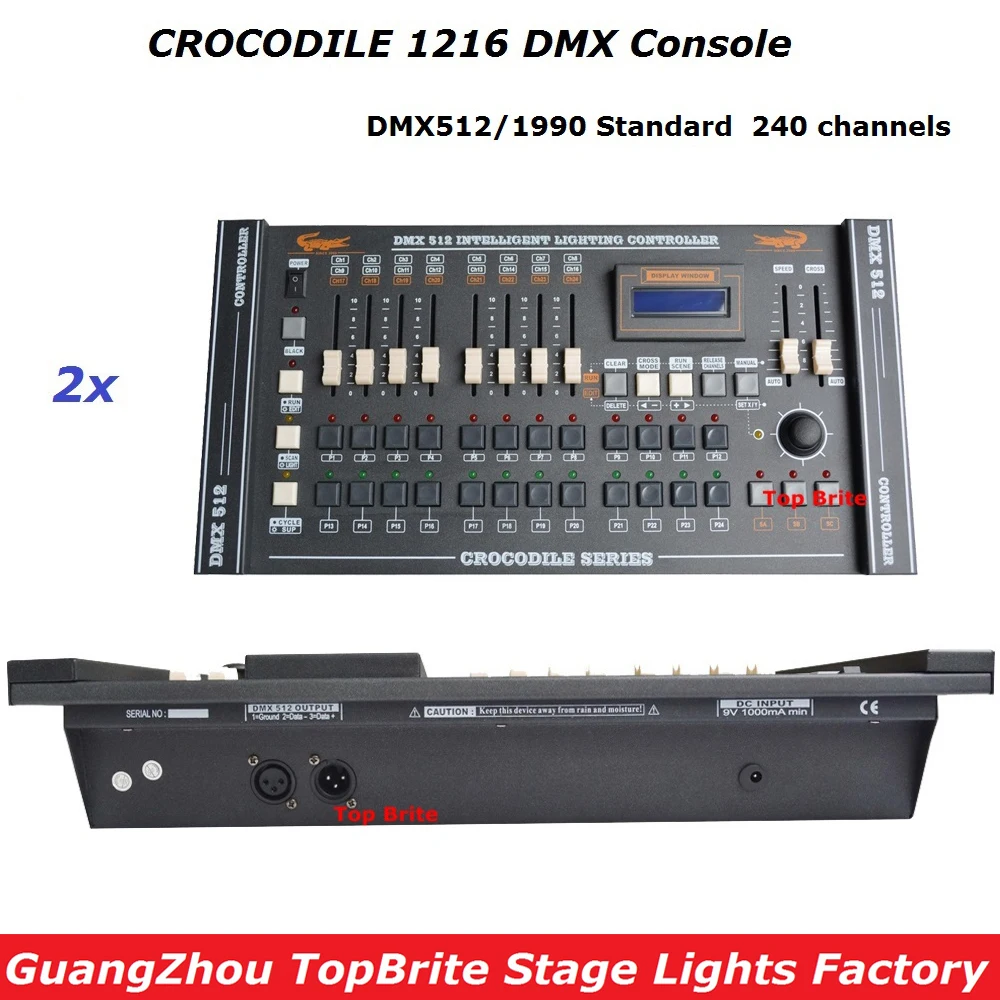 

2XLot CROCODILE 1216 Professional DMX Lighting Console DMX512 Controller For 12Pcs Computer Stage Disco Light Moving Head Lights
