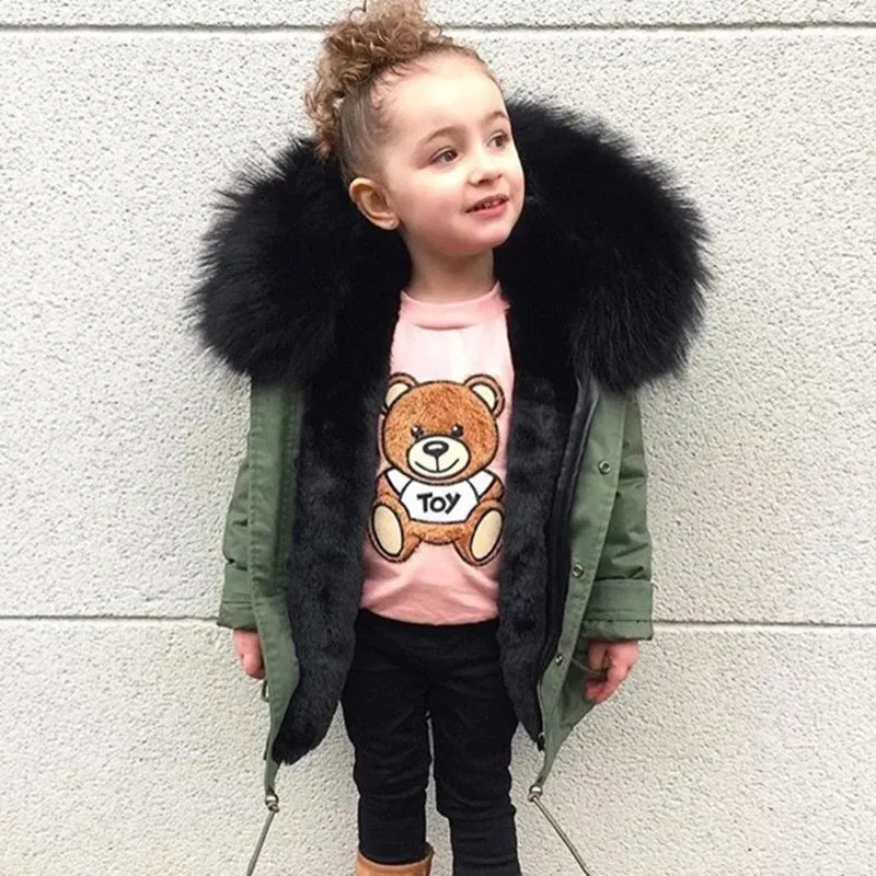

Winter Baby Boys Down Jackets Girls Coats Thicken Warm Overcoats Big Faux Fox Fur Hooded Outerwear Toddler Kids Parkas Clothes