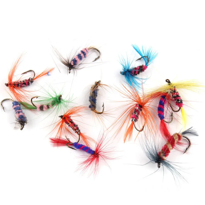 

12Pcs/Set Realistic Nymph Scud Fly for Trout Fishing Artificial Insect Caterpillar Bait Lure Simulated Scud worm Fishing Lure