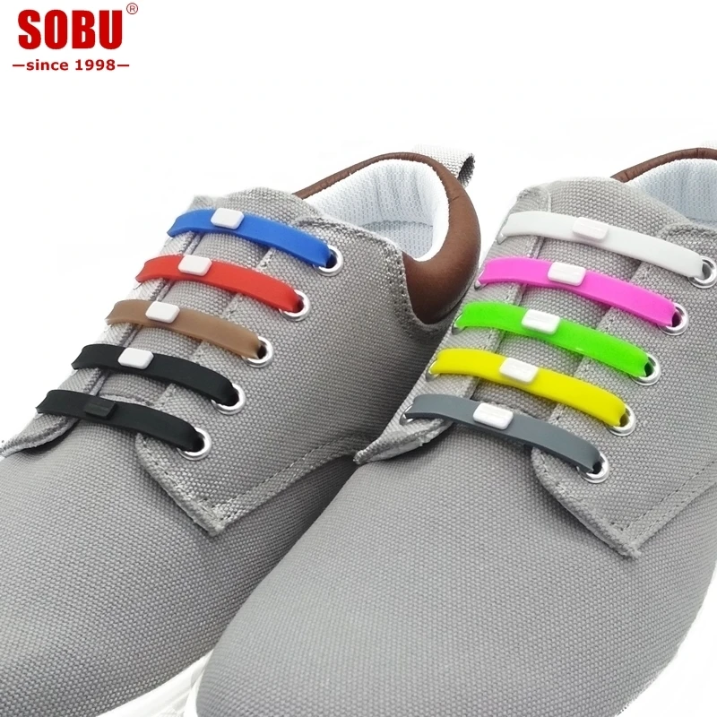 

12pcs/set Shoelaces Novelty No Tie Shoelaces Unisex Elastic Silicone Shoe Laces For Men Women All Sneakers Fit Strap V001