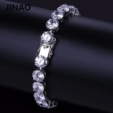 Jinao для хип-хопа со Льдом Bling ювелирный браслет золото/серебро цвет покрытием микро Pave CZ камень 8 мм теннисная цепочка браслеты для мужчин