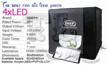 

4PCS LED 80 x 80CM Photo Studio soft box Shooting Light Tent photo light tent +portable bag +2Backdrops dimmer switch