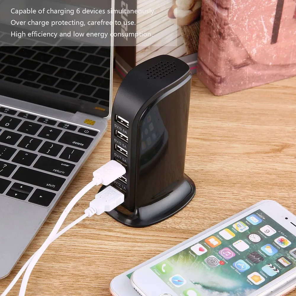 6 USB мульти-порт Великобритания вилка быстрое зарядное устройство Настольный концентратор зарядная станция мульти-человек Путешествия Эфирное для iPhone/iPad/samsung#10