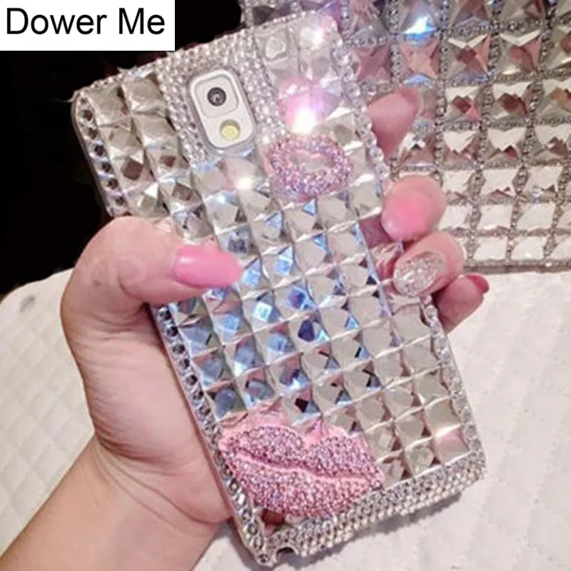 Pouzdro Dower Me Bling Kiss Diamond pro iPhone XS Max XR X 8 7 6 6S Plus 5S Samsung Galaxy Note 9 8 5 4 3 S9 / 8/7/6 Edge Plus