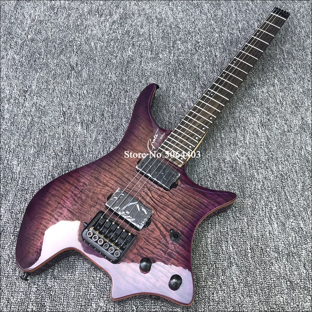 

Factory Outlet, purple light headless electric guitar, travel portable electric guitar, color can be customized
