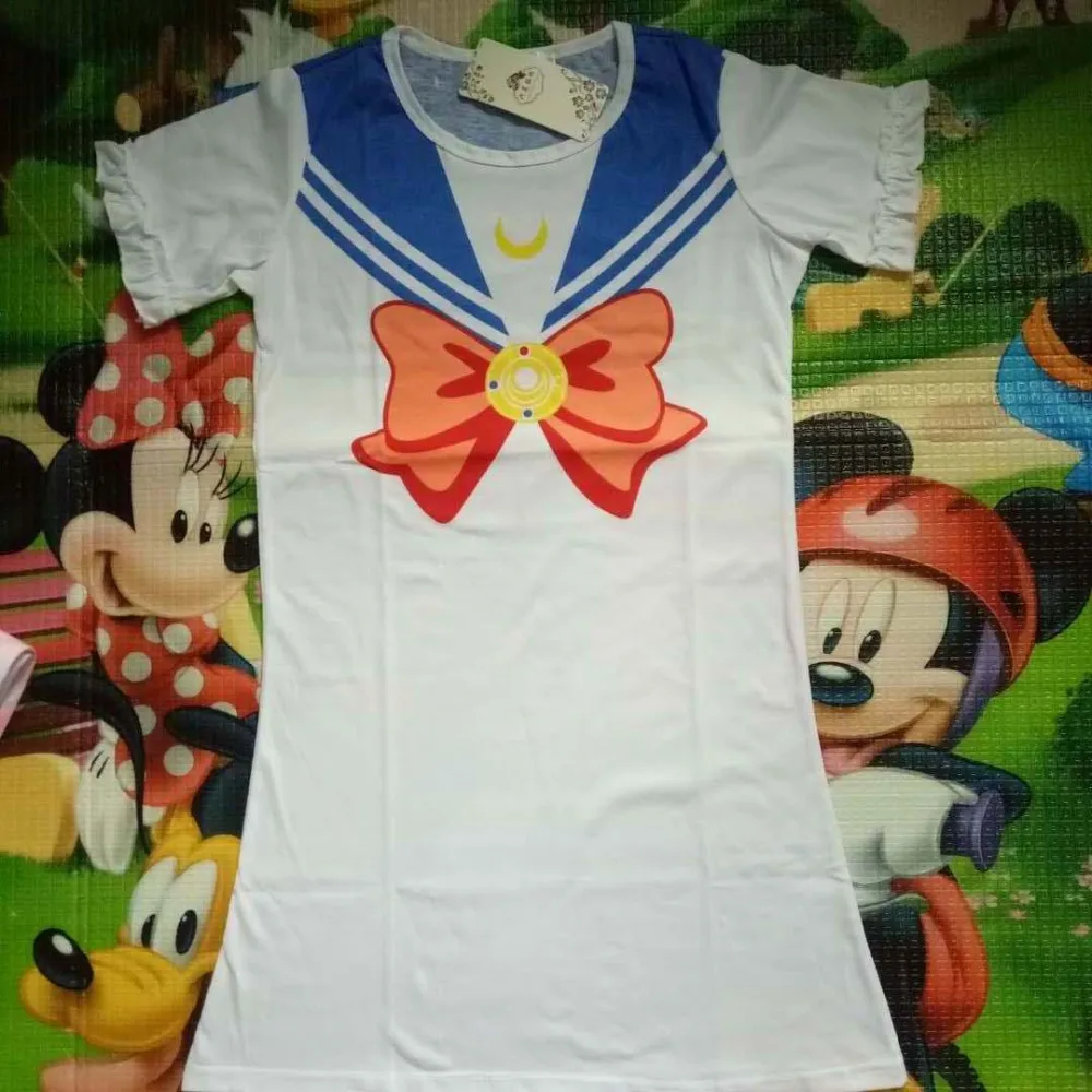 Японская Сейлор Лунная Рубашка Аниме Костюм Tsukino Usagi Kawaii Домашняя одежда мягкие