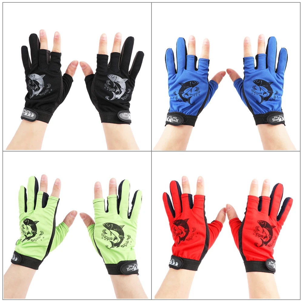 1Pair Breathable 3 Cut Finger Anti-slip Fishing Sun Protection Sports Gloves New 