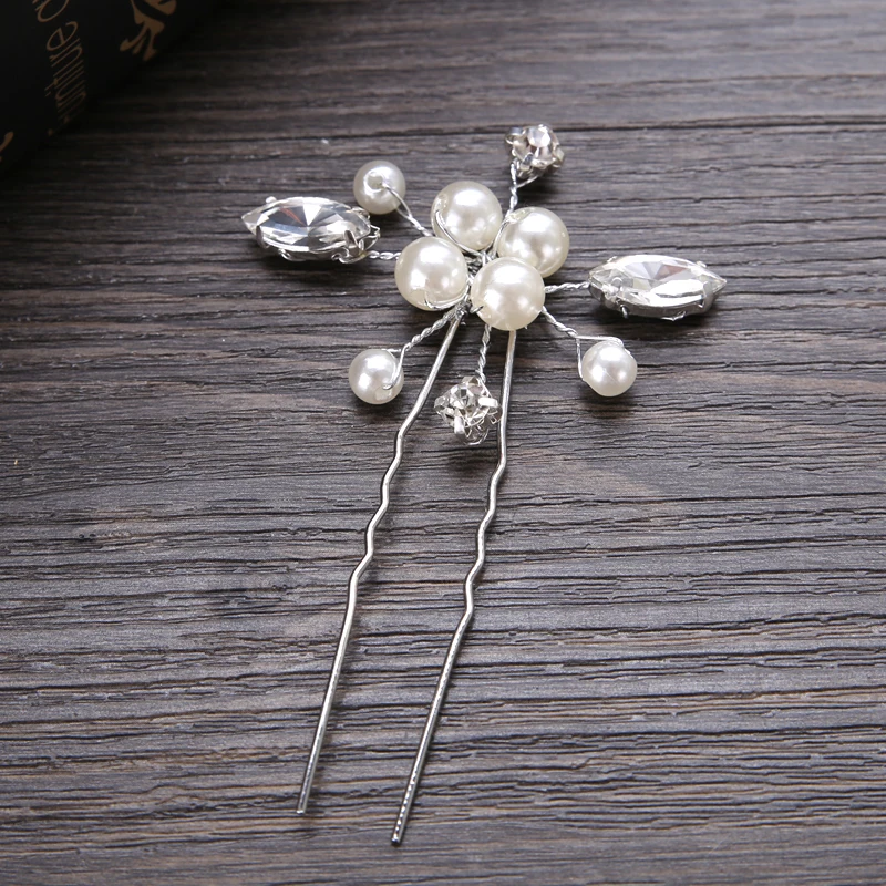FORSEVEN Wedding Crystal Pearl Hair pins For Silver Bridal Hair Accessories Fashion Women Hair Clips Many Wedding Hair Jewelry - Image 6
