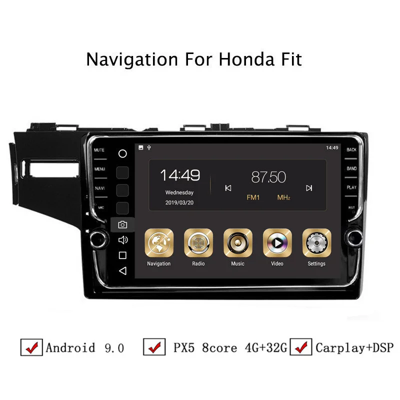 

9" 4G RAM 32G ROM Octa Core Android 9.0 Car DVD GPS Navigation For Honda Fit 2014 2015 2016 2017 2018 ,Top Car Accessories