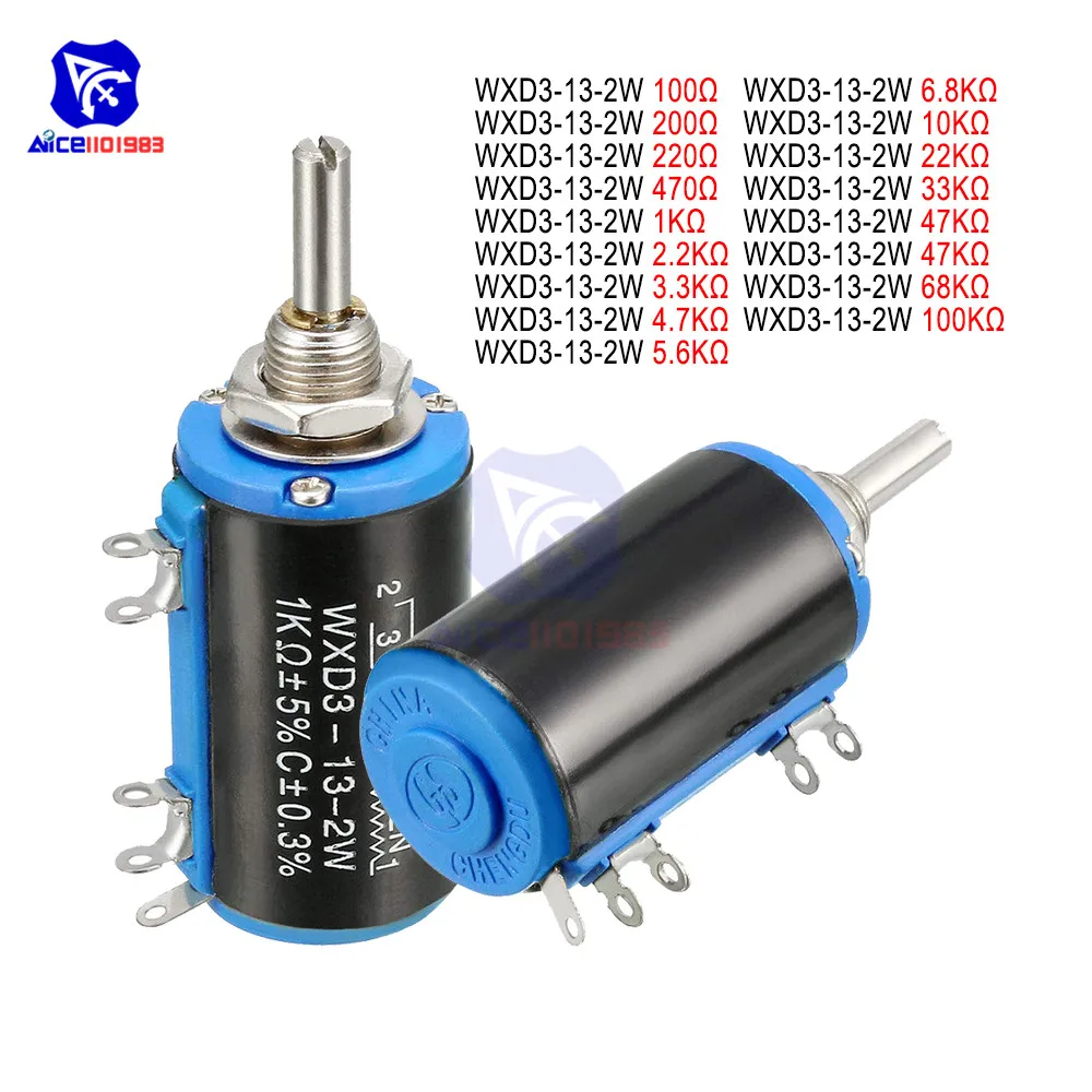 WXD3-13-2W проволочный потенциометр сопротивление 100R 470R 1 K 4,7 K 6,8 K 10 K 22 K 47 K 100KΩ Ом 10 превращает линейный роторный потенциометр