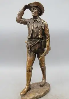 

19" Western Art Bronze Statue Famous of hunter hunt Men Statue Cowboy