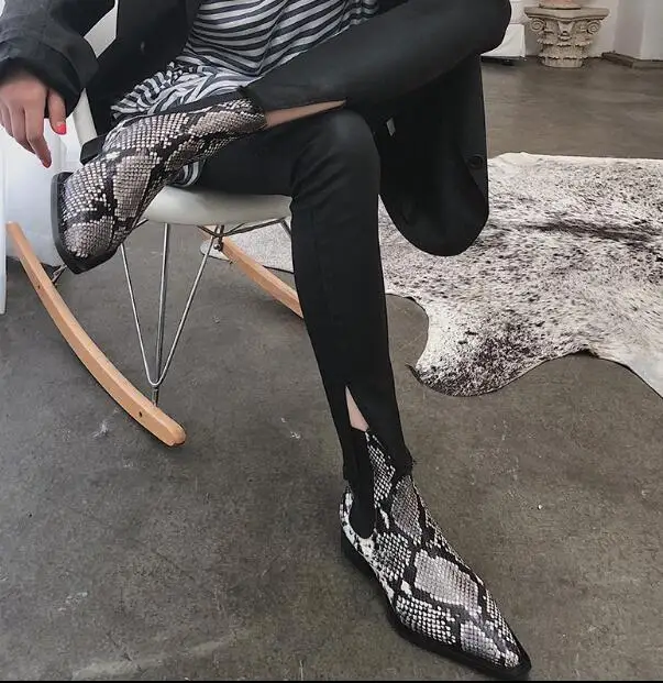 Mujer Inside Real inside With Piel Punta Chelsea 2018 Serpiente Último Without Botas Cuero Fur De Fur vpwXxOgqU