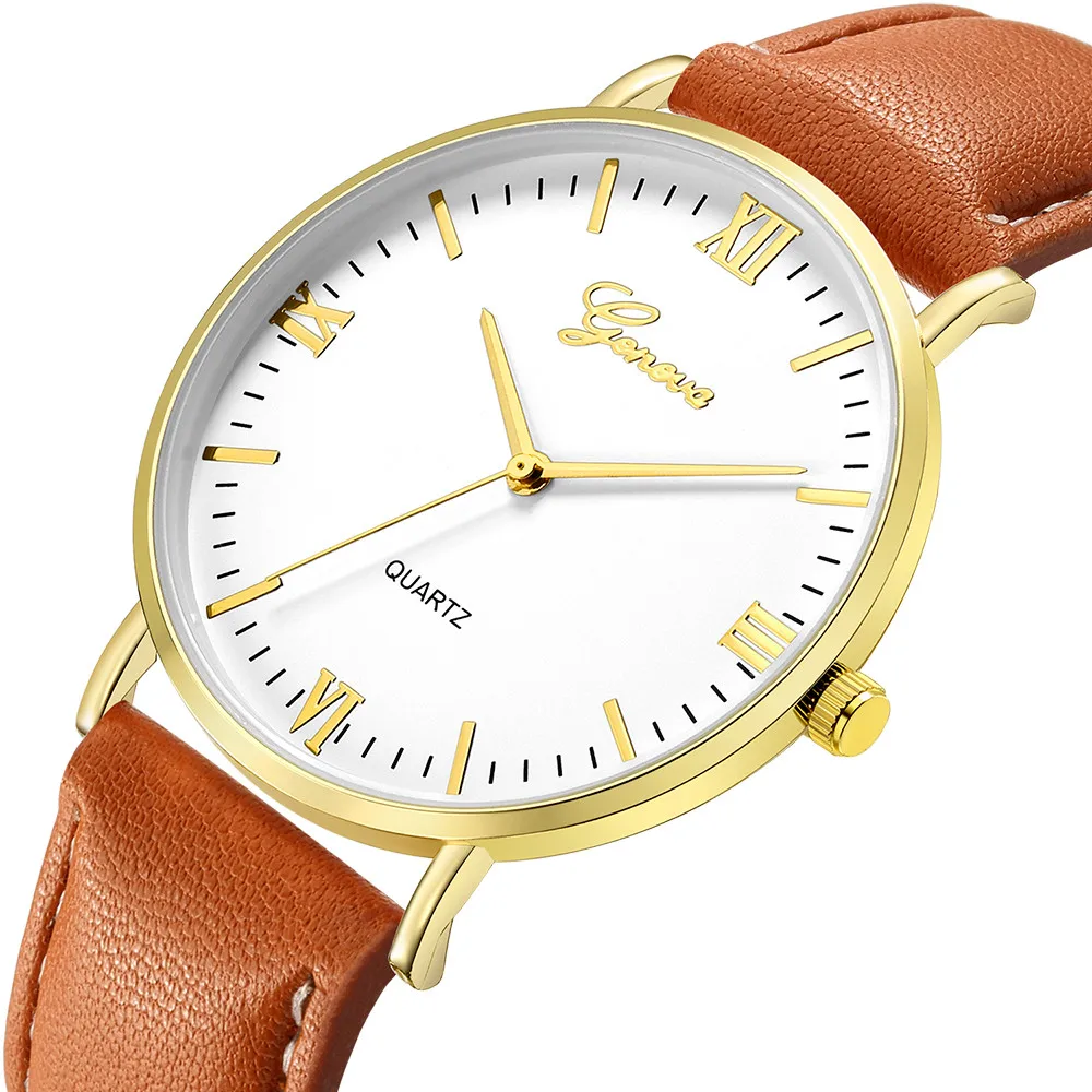 2019 Новое поступление Роскошные Кварцевые часы Geneva для женщин мужчин влюбленных Пара наручные часы Бизнес Мода кожаный ремешок для часов